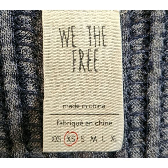 FREE PEOPLE WE THE FREE XS Top Moonlit Surf Draped Waffle Knit Long Sleeve 44" - Picture 3 of 8